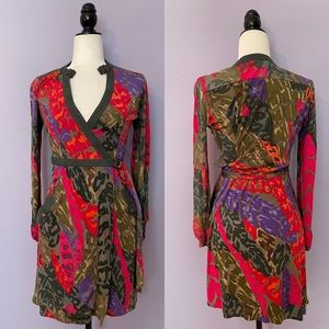 Hale Bob 100% silk wrap floral dress